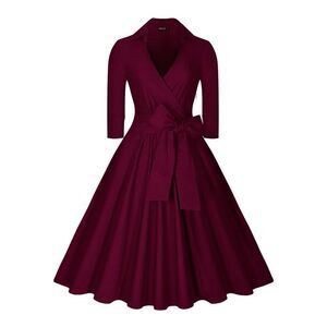 Miusol Wine Red Wrap Midi Dress